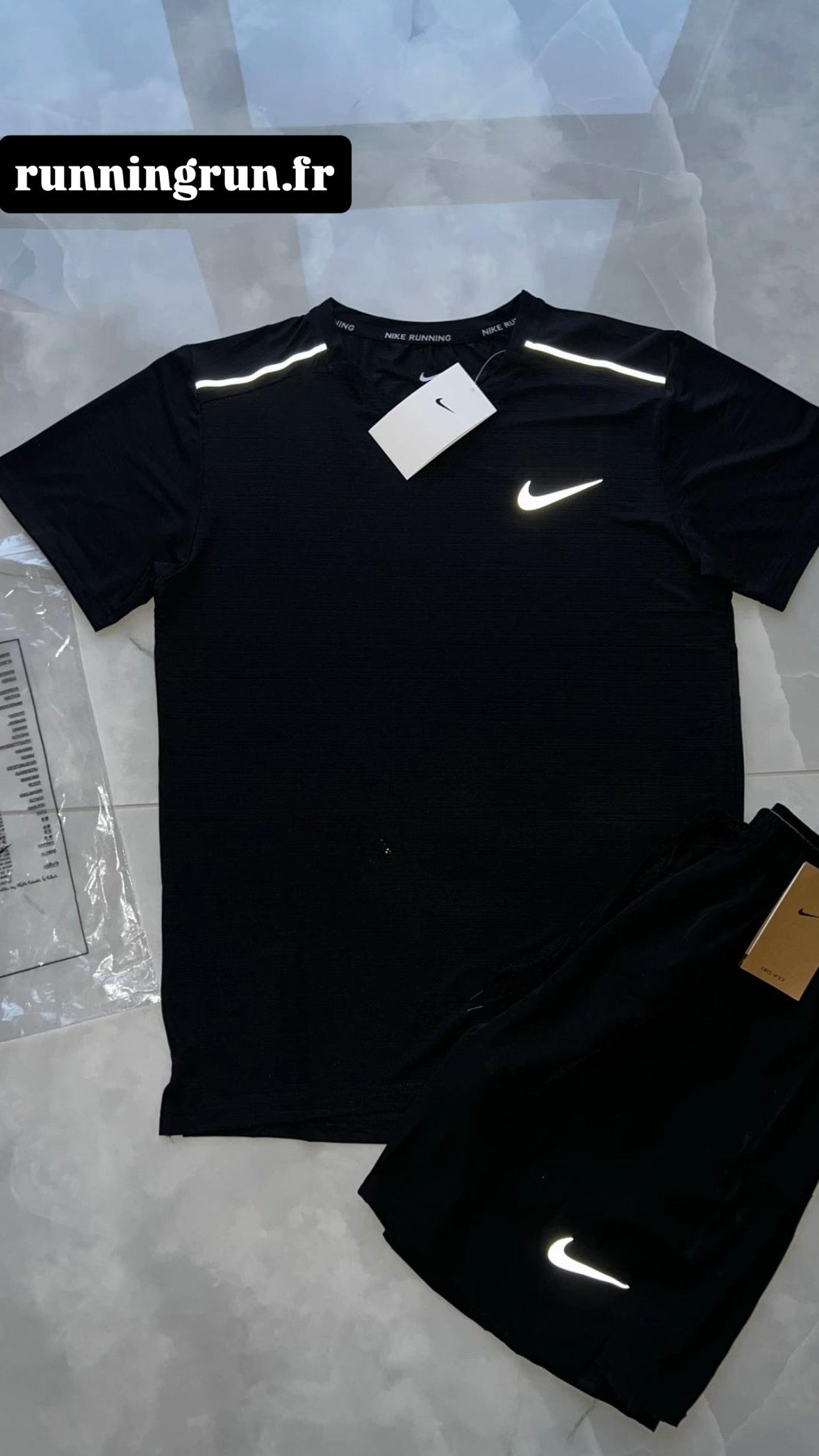 NIKE MILER ENSEMBLE T-SHIRT ET SHORT NOIR