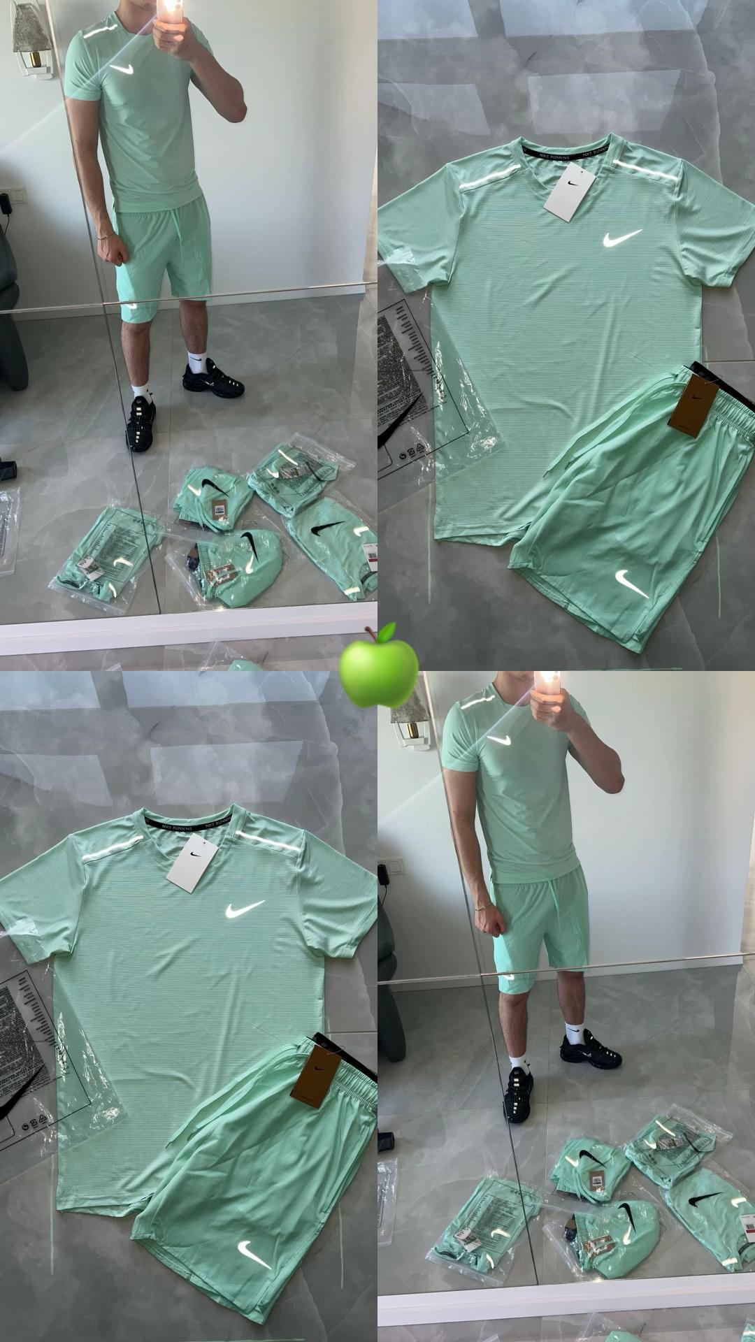 NIKE MILER ENSEMBLE T-SHIRT ET SHORT VERT MENTHE