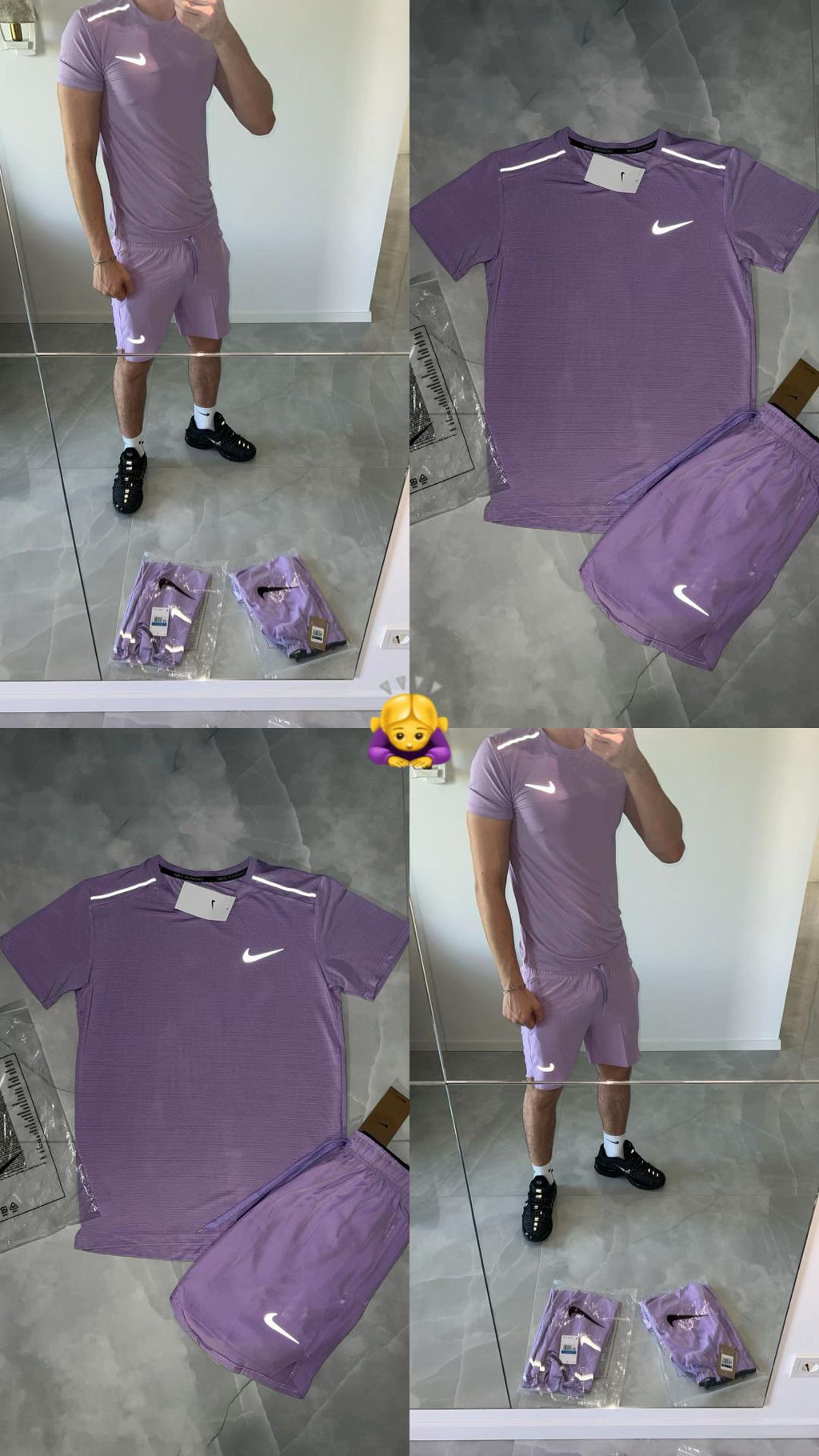 NIKE MILER ENSEMBLE T-SHIRT ET SHORT VIOLET