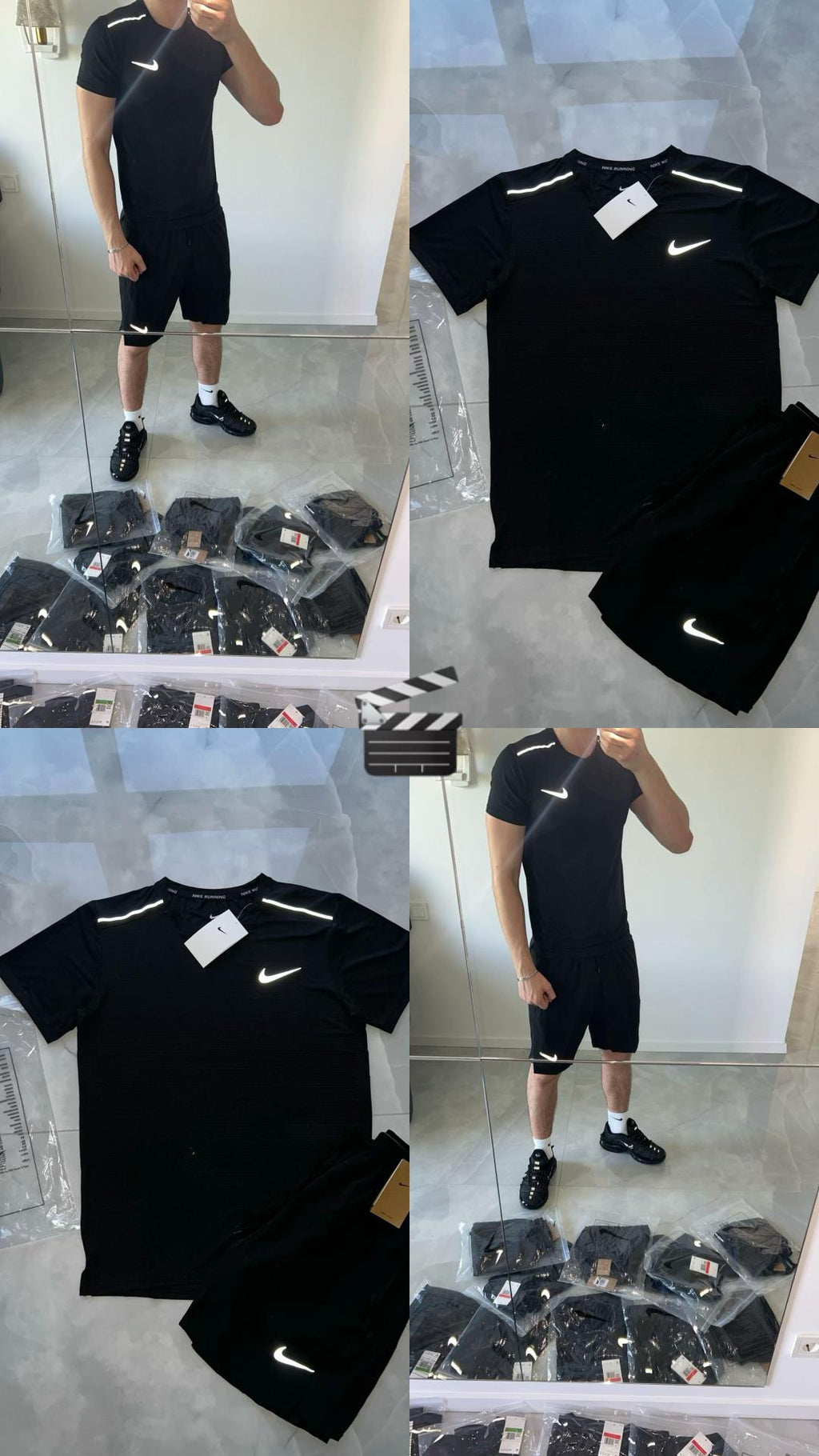 NIKE MILER ENSEMBLE T-SHIRT ET SHORT NOIR