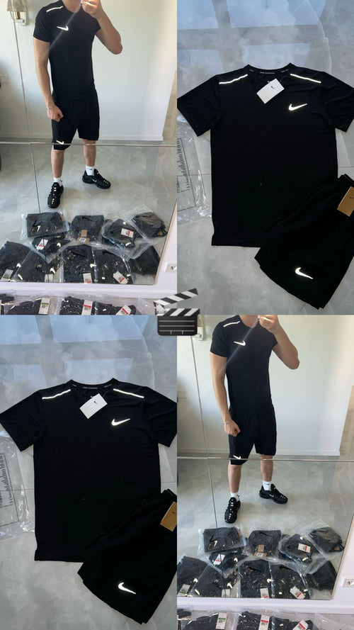NIKE MILER ENSEMBLE T-SHIRT ET SHORT NOIR